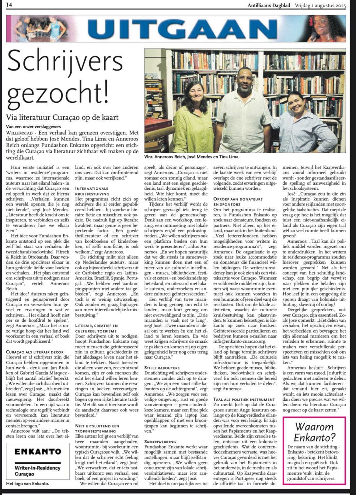 Antilliaans Dagblad: Schrijvers gezocht